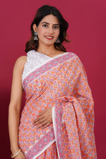 Load image into Gallery viewer, Mulmul Cotton Saree with Hand Block Print - Shivanya Handicrafts Women&#39;s Traditional Indian Wear
