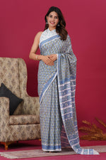 Load image into Gallery viewer, Mulmul Cotton Saree with Hand Block Print - Shivanya Handicrafts Women&#39;s Traditional Indian Wear
