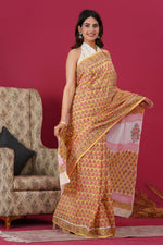 Load image into Gallery viewer, Mulmul Cotton Saree with Hand Block Print - Shivanya Handicrafts Women&#39;s Traditional Indian Wear
