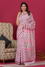 Load image into Gallery viewer, Mulmul Cotton Saree with Hand Block Print - Shivanya Handicrafts Women&#39;s Traditional Indian Wear
