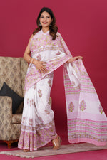 Load image into Gallery viewer, Mulmul Cotton Saree with Hand Block Print - Shivanya Handicrafts Women&#39;s Traditional Indian Wear
