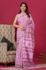 Load image into Gallery viewer, Mulmul Cotton Saree with Hand Block Print - Shivanya Handicrafts Women&#39;s Traditional Indian Wear
