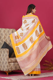 Mulmul Cotton Saree with Hand Block Print - Shivanya Handicrafts Women's Traditional Indian Wear