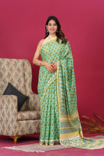 Load image into Gallery viewer, Mulmul Cotton Saree with Hand Block Print - Shivanya Handicrafts Women&#39;s Traditional Indian Wear
