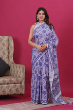 Load image into Gallery viewer, Mulmul Cotton Saree with Hand Block Print - Shivanya Handicrafts Women&#39;s Traditional Indian Wear
