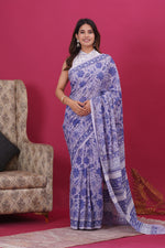 Load image into Gallery viewer, Mulmul Cotton Saree with Hand Block Print - Shivanya Handicrafts Women&#39;s Traditional Indian Wear
