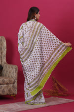Load image into Gallery viewer, Mulmul Cotton Saree with Hand Block Print - Shivanya Handicrafts Women&#39;s Traditional Indian Wear
