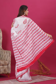 Mulmul Cotton Saree with Hand Block Print - Shivanya Handicrafts Women's Traditional Indian Wear