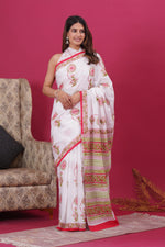 Load image into Gallery viewer, Mulmul Cotton Saree with Hand Block Print - Shivanya Handicrafts Women&#39;s Traditional Indian Wear
