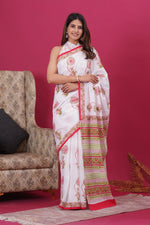 Load image into Gallery viewer, Mulmul Cotton Saree with Hand Block Print - Shivanya Handicrafts Women&#39;s Traditional Indian Wear
