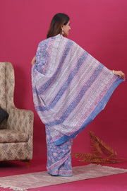 Mulmul Cotton Saree with Hand Block Print - Shivanya Handicrafts Women's Traditional Indian Wear