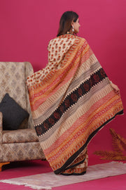 Mulmul Cotton Saree with Hand Block Print - Shivanya Handicrafts Women's Traditional Indian Wear