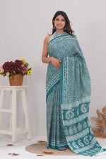 Load image into Gallery viewer, Mulmul Cotton Saree with Hand Block Print - Shivanya Handicrafts Women&#39;s Traditional Indian Wear
