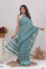Load image into Gallery viewer, Mulmul Cotton Saree with Hand Block Print - Shivanya Handicrafts Women&#39;s Traditional Indian Wear
