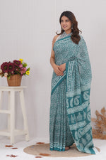 Load image into Gallery viewer, Mulmul Cotton Saree with Hand Block Print - Shivanya Handicrafts Women&#39;s Traditional Indian Wear
