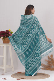 Mulmul Cotton Saree with Hand Block Print - Shivanya Handicrafts Women's Traditional Indian Wear