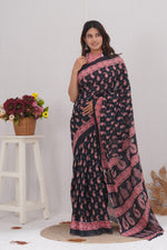 Load image into Gallery viewer, Mulmul Cotton Saree with Hand Block Print - Shivanya Handicrafts Women&#39;s Traditional Indian Wear
