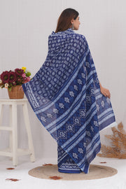 Mulmul Cotton Saree with Hand Block Print - Shivanya Handicrafts Women's Traditional Indian Wear