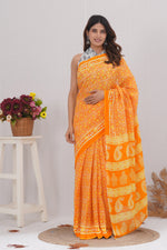 Load image into Gallery viewer, Mulmul Cotton Saree with Hand Block Print - Shivanya Handicrafts Women&#39;s Traditional Indian Wear
