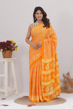 Load image into Gallery viewer, Mulmul Cotton Saree with Hand Block Print - Shivanya Handicrafts Women&#39;s Traditional Indian Wear
