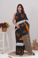 Load image into Gallery viewer, Mulmul Cotton Saree with Hand Wax Batik Print - Shivanya Handicrafts Women&#39;s Traditional Indian Wear
