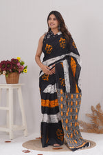 Load image into Gallery viewer, Mulmul Cotton Saree with Hand Wax Batik Print - Shivanya Handicrafts Women&#39;s Traditional Indian Wear
