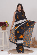 Load image into Gallery viewer, Mulmul Cotton Saree with Hand Wax Batik Print - Shivanya Handicrafts Women&#39;s Traditional Indian Wear
