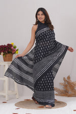 Load image into Gallery viewer, Mulmul Cotton Saree with Hand Block Print - Shivanya Handicrafts Women&#39;s Traditional Indian Wear
