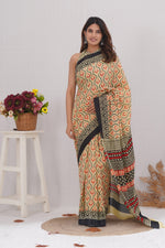 Load image into Gallery viewer, Mulmul Cotton Saree with Hand Block Print - Shivanya Handicrafts Women&#39;s Traditional Indian Wear
