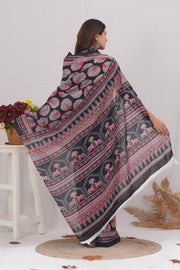 Mulmul Cotton Saree with Hand Block Print - Shivanya Handicrafts Women's Traditional Indian Wear