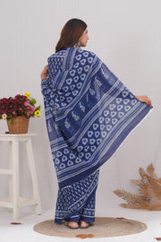 Mulmul Cotton Saree with Hand Block Print - Shivanya Handicrafts Women's Traditional Indian Wear