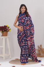 Load image into Gallery viewer, Mulmul Cotton Saree with Hand Block Print - Shivanya Handicrafts Women&#39;s Traditional Indian Wear
