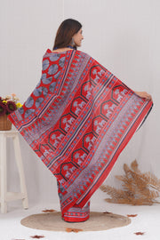 Mulmul Cotton Saree with Hand Block Print - Shivanya Handicrafts Women's Traditional Indian Wear
