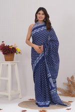 Load image into Gallery viewer, Mulmul Cotton Saree with Hand Block Print - Shivanya Handicrafts Women&#39;s Traditional Indian Wear
