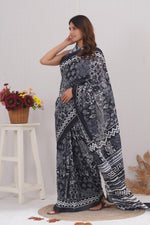 Load image into Gallery viewer, Mulmul Cotton Saree with Hand Block Print - Shivanya Handicrafts Women&#39;s Traditional Indian Wear
