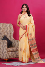 Load image into Gallery viewer, Mulmul Cotton Saree with Hand Block Print - Shivanya Handicrafts Women&#39;s Traditional Indian Wear
