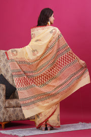 Mulmul Cotton Saree with Hand Block Print - Shivanya Handicrafts Women's Traditional Indian Wear