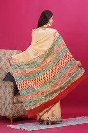 Mulmul Cotton Saree with Hand Block Print - Shivanya Handicrafts Women's Traditional Indian Wear