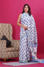 Load image into Gallery viewer, Mulmul Cotton Saree with Hand Block Print - Shivanya Handicrafts Women&#39;s Traditional Indian Wear

