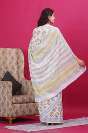 Mulmul Cotton Saree with Hand Block Print - Shivanya Handicrafts Women's Traditional Indian Wear