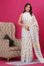 Load image into Gallery viewer, Mulmul Cotton Saree with Hand Block Print - Shivanya Handicrafts Women&#39;s Traditional Indian Wear
