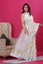 Load image into Gallery viewer, Mulmul Cotton Saree with Hand Block Print - Shivanya Handicrafts Women&#39;s Traditional Indian Wear

