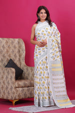 Load image into Gallery viewer, Mulmul Cotton Saree with Hand Block Print - Shivanya Handicrafts Women&#39;s Traditional Indian Wear
