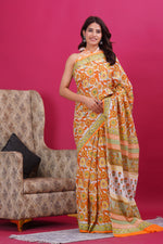 Load image into Gallery viewer, Mulmul Cotton Saree with Hand Block Print - Shivanya Handicrafts Women&#39;s Traditional Indian Wear
