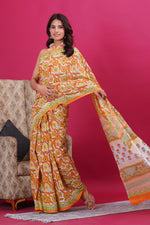 Load image into Gallery viewer, Mulmul Cotton Saree with Hand Block Print - Shivanya Handicrafts Women&#39;s Traditional Indian Wear
