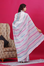 Mulmul Cotton Saree with Hand Block Print - Shivanya Handicrafts Women's Traditional Indian Wear