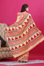 Mulmul Cotton Saree with Hand Block Print - Shivanya Handicrafts Women's Traditional Indian Wear