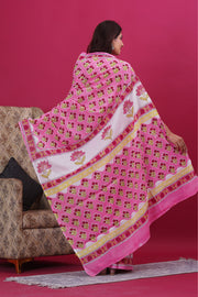 Mulmul Cotton Saree with Hand Block Print - Shivanya Handicrafts Women's Traditional Indian Wear