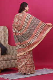 Mulmul Cotton Saree with Hand Block Print - Shivanya Handicrafts Women's Traditional Indian Wear