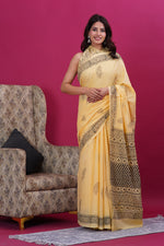 Load image into Gallery viewer, Mulmul Cotton Saree with Hand Block Print - Shivanya Handicrafts Women&#39;s Traditional Indian Wear
